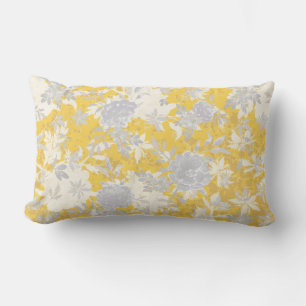 Modern Elegant Mustard Yellow Marigold Flowers Lumbar Cushion