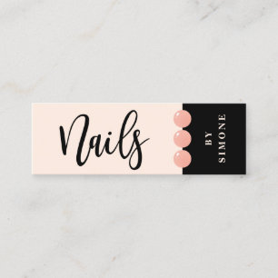 Modern elegant nail polish drops blush pink nails mini business card
