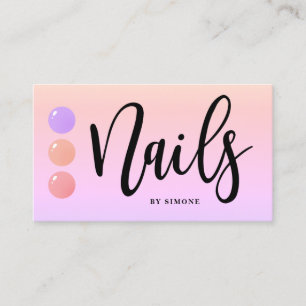 Modern elegant nail polish drops colorful nails business card