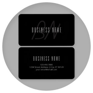 Modern Elegant Name & Monogram   Dark Grey & Black
