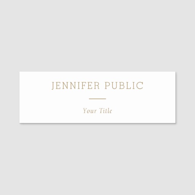 Modern Elegant Name Staff Employee Rectangle Tag (Front)