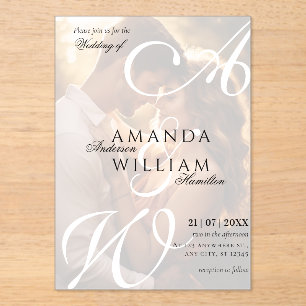 Modern Elegant Names Script Photo Wedding Acrylic Invitations