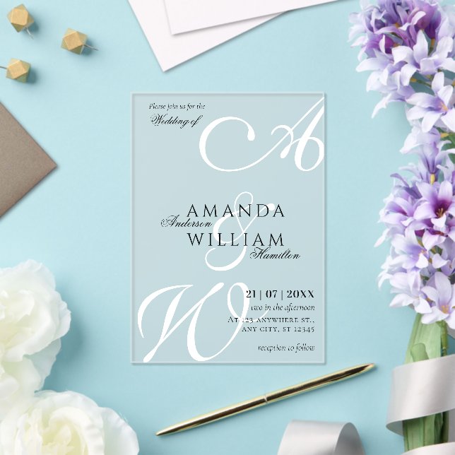 Modern Elegant Names Script Wedding Acrylic Invitations (Insitu (Wedding))