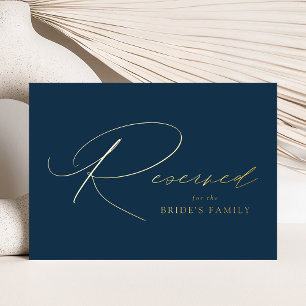 Modern Elegant Navy and Gold Foil Reserved Sign