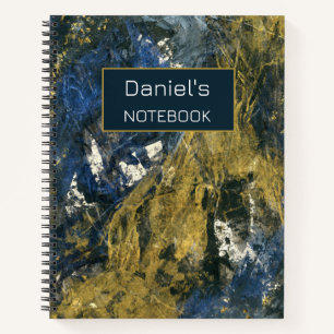 Modern Elegant Navy Blue Black Gold Abstract Art Notebook