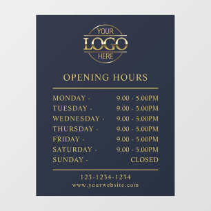 Modern Elegant Navy Blue   Business Opening Hours