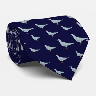Modern Elegant Navy Blue Dove Seamless Pattern Tie