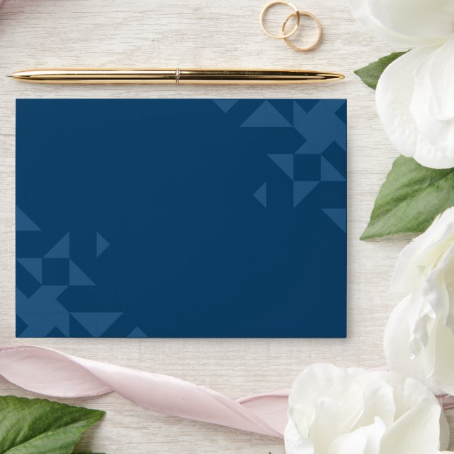Modern Elegant Navy Blue Geometric Wedding Envelope (Wedding)