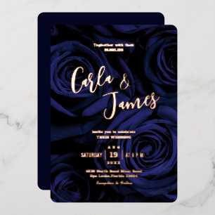Modern elegant navy blue gold Calligraphy wedding