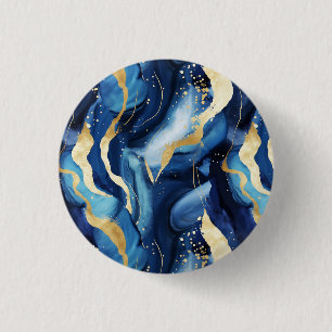 Modern elegant navy blue gold marble pattern Chic 3 Cm Round Badge