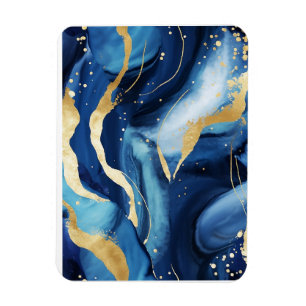 Modern elegant navy blue gold marble pattern Chic Magnet