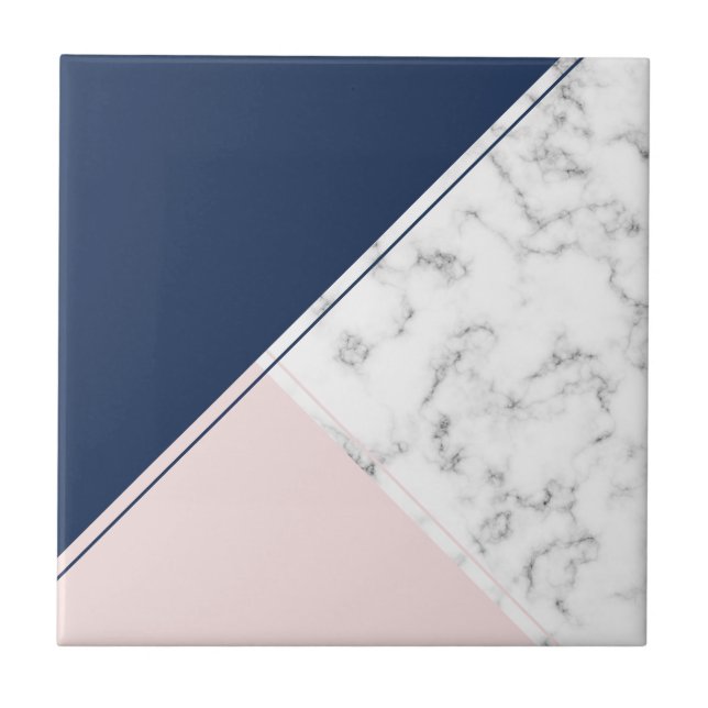 Modern elegant navy blue marble ceramic tile (Front)