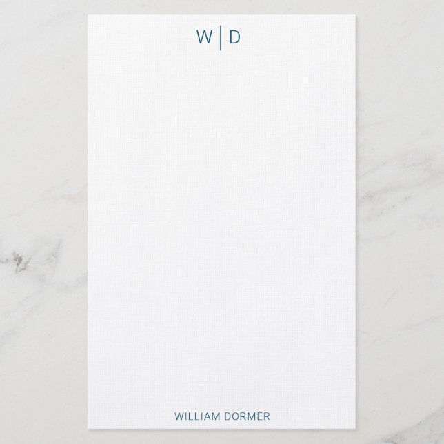 Modern Elegant Navy Blue Personal Stationery  (Front)
