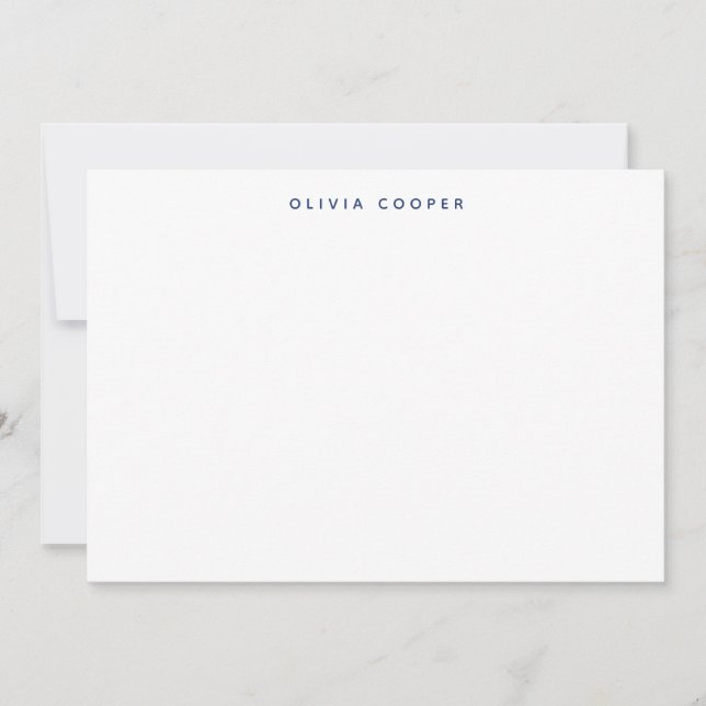 Modern Elegant Navy Blue Personal Stationery Note  Card (Front)