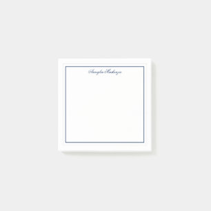 Modern Elegant Navy Blue Personalised Post-it Notes
