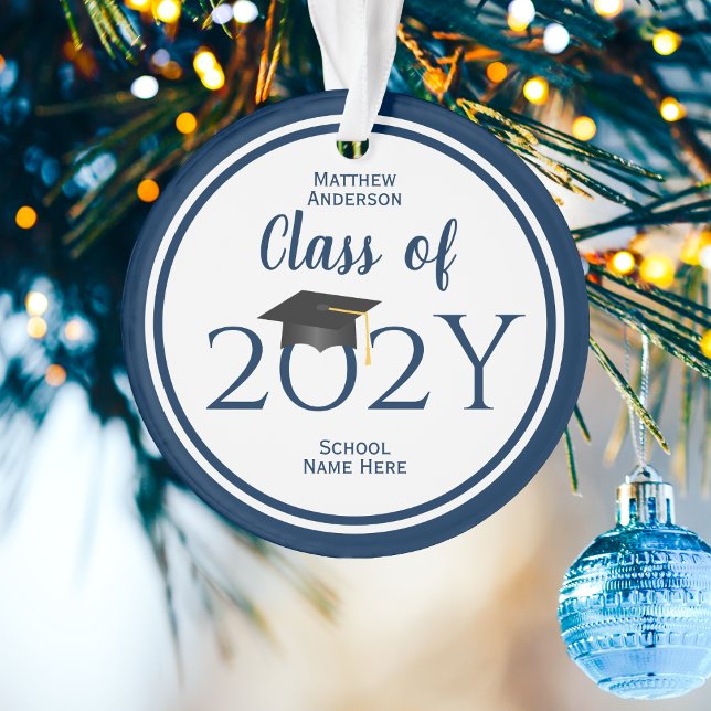 Modern Elegant Navy Blue Typography Graduation Ornament (Creator Uploaded)