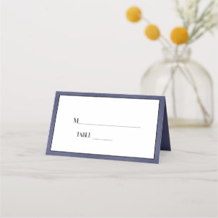 Modern Elegant Navy Blue White Place Cards