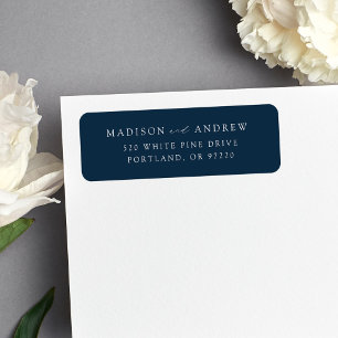 Modern Elegant Navy Wedding Return Address Label