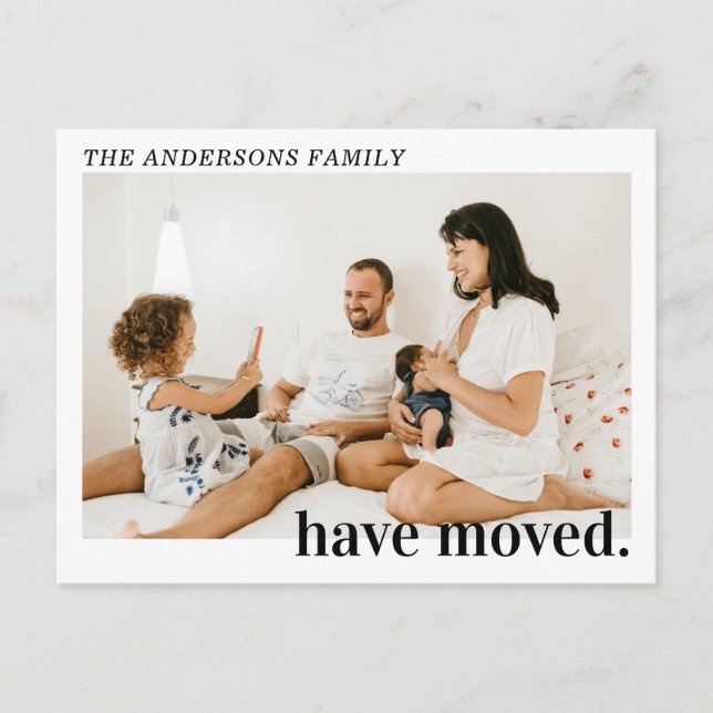 Modern Elegant New Address Photo Moving Announceme Announcement Postcard (Front)