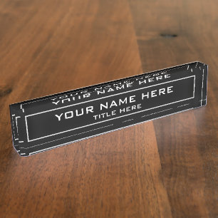Modern Elegant Office Black Nameplate