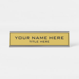 Modern Elegant Office Gold Golden Background Desk Name Plate
