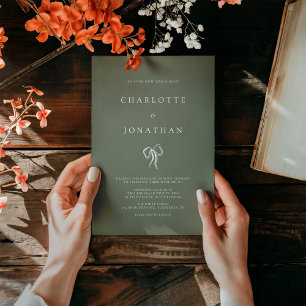 Modern Elegant Olive Green Wedding Invitation