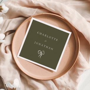 Modern Elegant Olive Green Wedding Napkin
