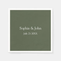 Modern Elegant Olive Green Wedding Paper Napkin