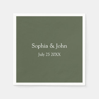 Modern Elegant Olive Green Wedding Paper Napkin