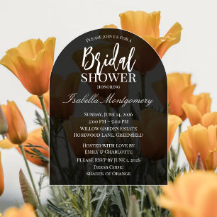 Modern Elegant Orange Poppy Floral Bridal Shower Invitation