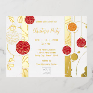 Modern Elegant Ornament Business Christmas Foil In Foil Invitation Postcard