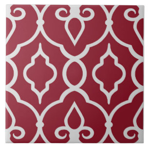 Modern, elegant ornaments in burgundy, light grey ceramic tile