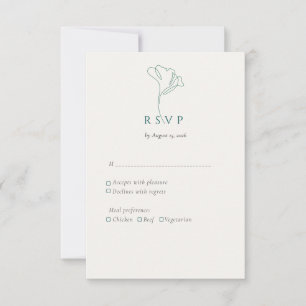 Modern Elegant Outlined Botanical Emerald RSVP Card