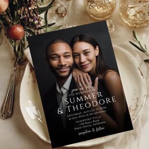 Modern Elegant Overlay Wedding Photo Invitation