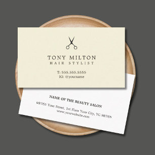 Modern Elegant Pale Yellow Hairdresser Business Card