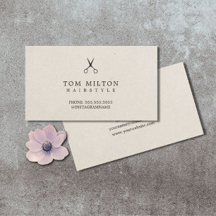 Modern Elegant Paper Texture Scissors Hairdresser Business Card