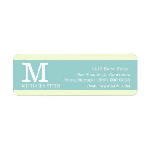 modern & elegant, pastel blue, monogrammed return address label