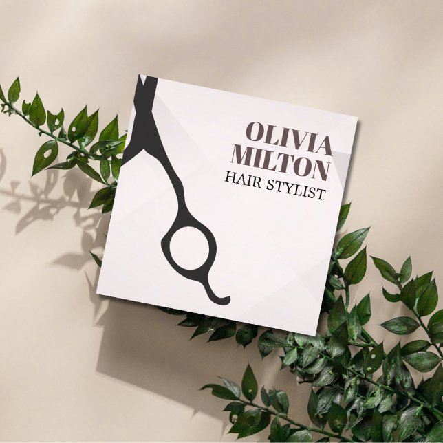 Modern Elegant Pastel Bold Scissors Hair Salon Square Business Card (Creator Uploaded)
