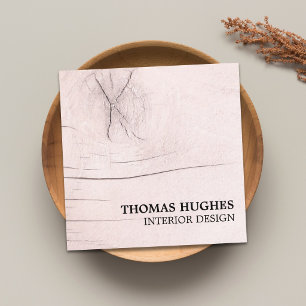 Modern Elegant Pastel Faux Wood Interior Design Square Business Card