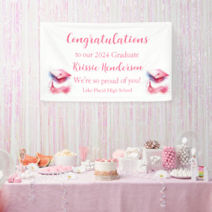 Modern Elegant Pastel Graduation Cap Banner