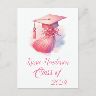 Modern Elegant Pastel Graduation Cap Postcard