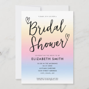 Modern Elegant Pastel Ombre Bridal Shower Invitation