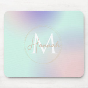 Modern Elegant Pastel Pink Mint Purple Gradient Mouse Pad
