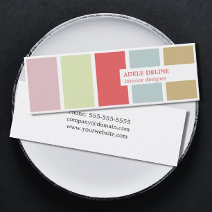 Modern Elegant Pastel Stripes Interior Designer Mini Business Card