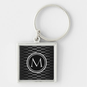 Modern Elegant Pattern and Monogram Key Ring