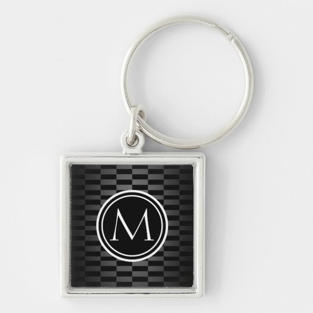 Modern Elegant Pattern and Monogram Key Ring (Front)