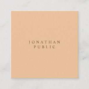 Modern Elegant Peach Color Minimalist Luxury Plain Square Business Card