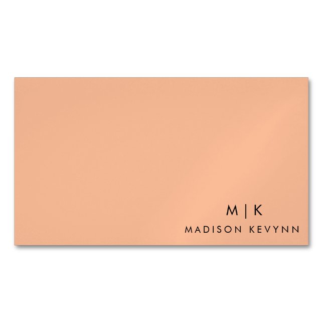 Modern Elegant Peach Fuzz Beauty Professional Magnetic Business Card (Front)