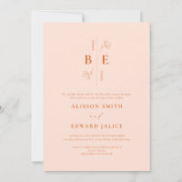 Modern Elegant Peach Fuzz Wedding Invitation