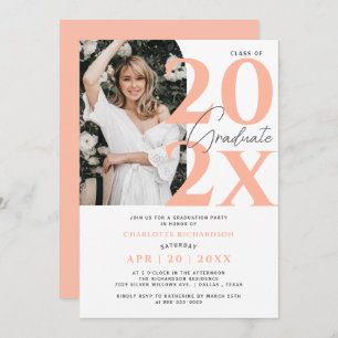 Modern Elegant Peach Graduation Party Photo Arch Invitation